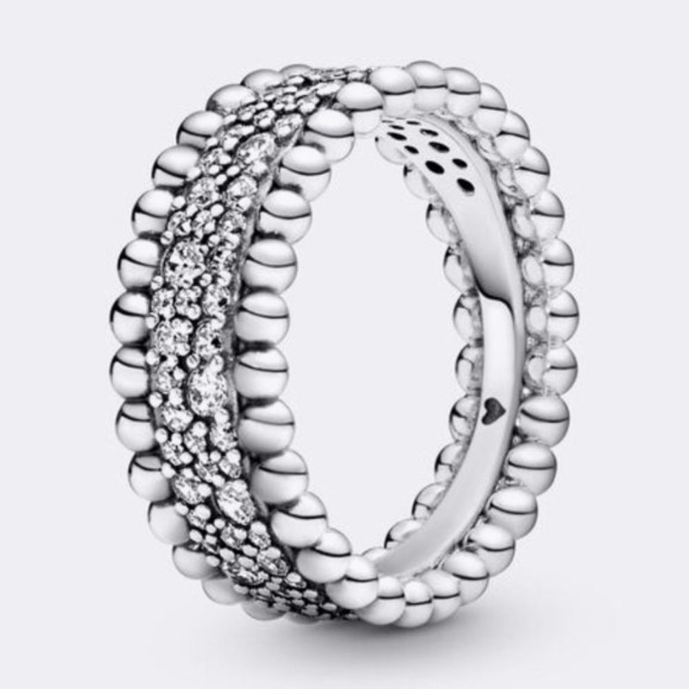Pandora Beaded Pave Band Ring - Picture 1 of 4